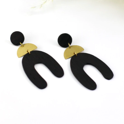 Billy Would Luxe Brass + Wood Stacking Earrings