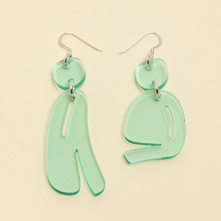 Warren Steven Scott Earrings - Slashed Ovoids Mixed Coke Bottle Blue