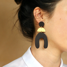 Load image into Gallery viewer, Billy Would Luxe Brass + Wood Stacking Earrings
