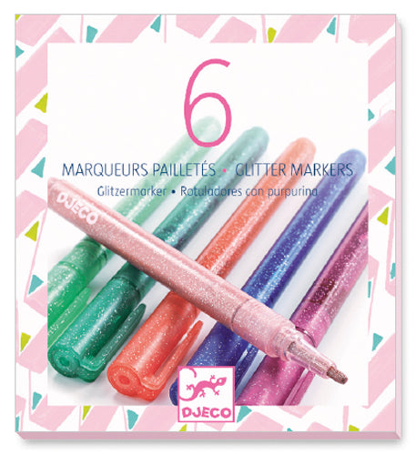 Djeco - 6 Glitter Markers Sweet